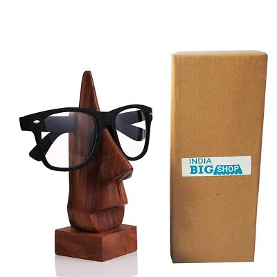 #ad Classic Hand Carved Sheesham Wood Nose Shaped Eyeglass Spectacle Holder Stand...