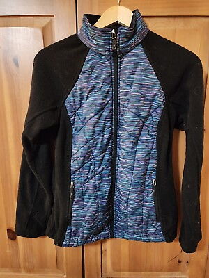#ad new balance Small Womens Warm Fleece Zip Up Sports Jacket Multicolored Pocket E