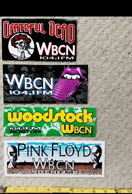 #ad WBCN Boston radio stickers: Grateful Dead Rolling Stones Pink Floyd Woodstock