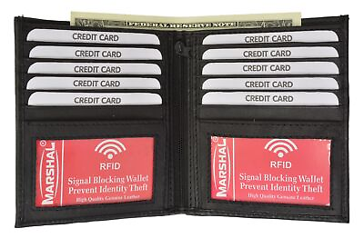 #ad RFID Blocking 2 ID Bifold Hipster Credit Card Wallet Premium Lambskin Leather