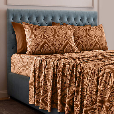 #ad 6 Piece Bed Sheets Set Luxury Microfiber Ultra Soft Deep Pocket Bedding Sets