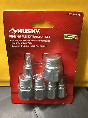 #ad Husky Pipe Nipple Extractor Set 6 Piece NEW NOS