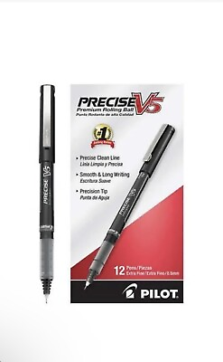 #ad Pilot Precise V5 Stick Rollerball Pen Extra Fine Point Black 12 count New