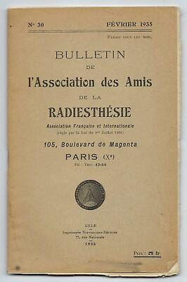 #ad 1935 Radiesthesie Bulletin Paris France Medical Dowsing Vintage Rare