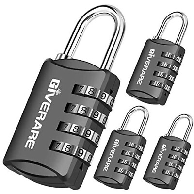 #ad 4 Pack Combination Lock 4 Digit Padlock Keyless Resettable Luggage Locks For