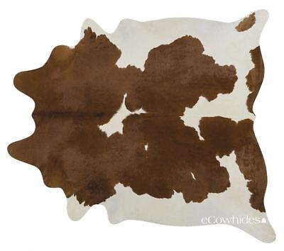 #ad Brown amp; White Cowhide Cow Hide Area Rugs Leather Size LARGE