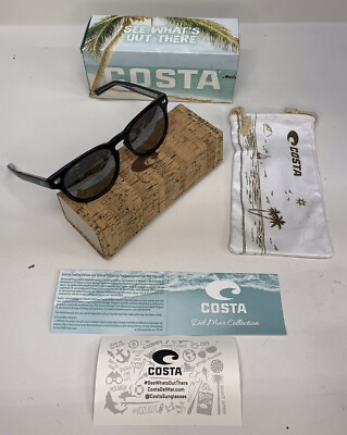 #ad Costa DEL MAR Matte Shiny Black Frame Silver Gray Glass 580G DEL 11OSGGLP NO Bag