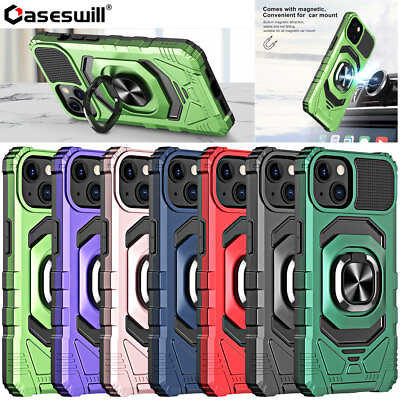 #ad For iPhone 15 14 Plus 13 12 11 Pro Max Shockproof Armor Ring Stand Case Cover