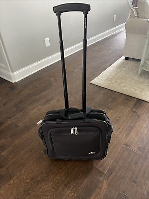 #ad Samsonite Wheel Rolling Carry On Black Briefcase Luggage Overnight Bag Case 17”
