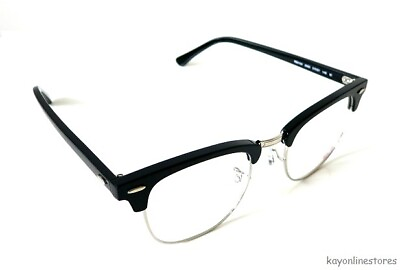 #ad RAY BAN Eyeglasses CLUBMASTER Shiny Black Silver 5154 2000 51 21 145