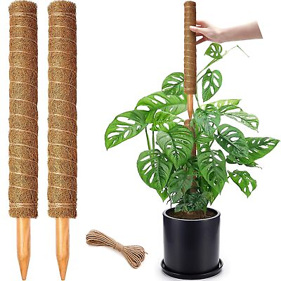 #ad 2 Pack 17 Inch Moss Pole Stackable Moss Poles for Climbing Plants Monstera Ta...