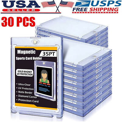 #ad 1 30 pcs Magnetic Card Holder for Trading Cards Protector Case Hard Baseball