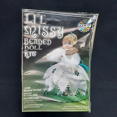 #ad Vintage Beaded Doll Kit Musical Recital Green Sealed Craft Li#x27;l Missy Violin