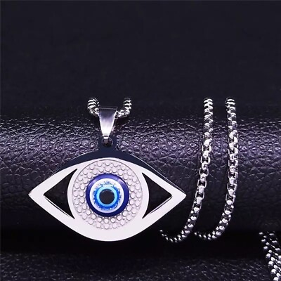 #ad Unisex Stainless Steel Eye Pendant Necklace