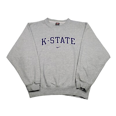 #ad NIKE Vintage Kansas State University Sweatshirt Men#x27;s Large Center Swoosh Y2K