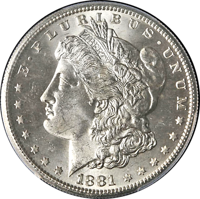 #ad 1881 S Morgan Silver Dollar PCGS MS63 Blazing White STOCK