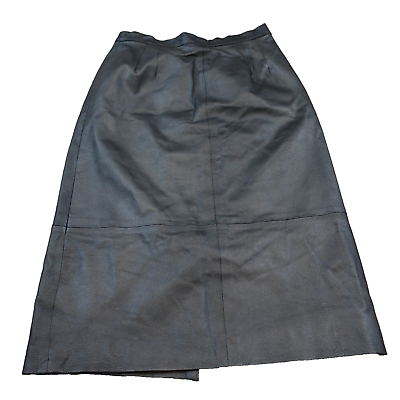 #ad Atlantic Beach Women Medium Skirt A line Leather Gray Metallic Kick Split