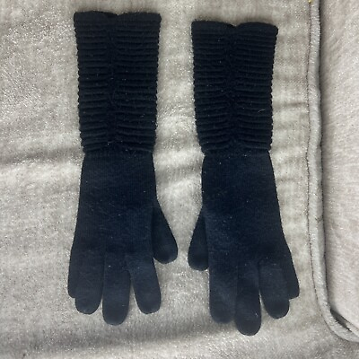 #ad Soft Knitted Women#x27;s Black Mid Length Comfortable Everyday Classic Finger Gloves