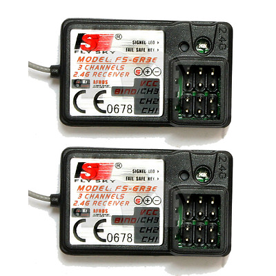 #ad 2 PCS RC Flysky 2.4G 3CH FS GR3E GR3E Receiver for FS GT3B GT2 GT3C Transmitter $17.79
