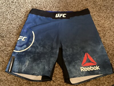#ad UFC Reebok Shorts Blue Size 38 Fight Shorts BJJ MMA Boxing NWOT Long Fit