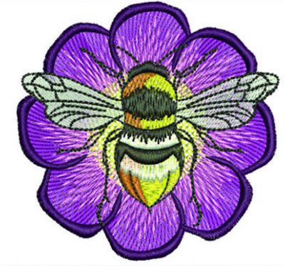 #ad Bumble Bee Purple Flower Embroidered Iron On 3.09quot; x 3.13quot; Applique Patch