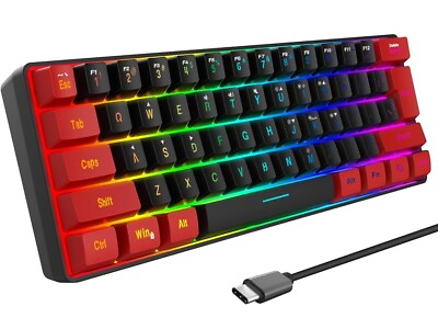 #ad 60% Keyboard Wired Gaming RGB Backlit Ultra Compact Mini Keyboard Waterproof