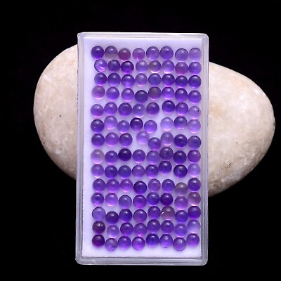 #ad Natural Purple Amethyst Cabochon 3mm Round Wholesale Lot 112 Pcs Loose Gemstones
