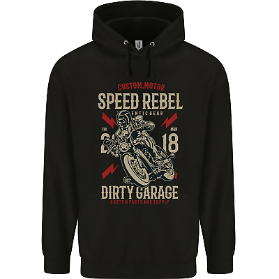 #ad Biker Speed Rebel Motorbike Motorcycle Mens 80% Cotton Hoodie