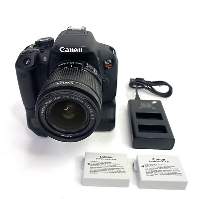 #ad Canon EOS Rebel T5i 18.0mp DSLR w EF S 18 55 Lens amp; Extended Battery Pack TESTED