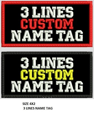 #ad 3 LINES CUSTOM EMBROIDERED NAME TAG FAST SHIPPING USA SELLER