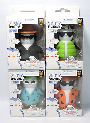 #ad LOT OF 4 Pudgy Penguins Figures NEW 4.5” Samurai Cowboy Fish Head Army Hat NEW C