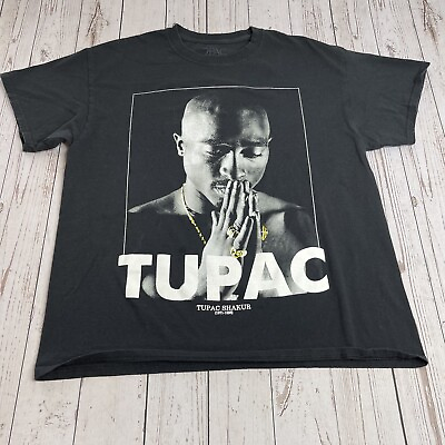 #ad Tupac Shakur 71 Graphic T Shirt 1971 1996 2PAC Prayer Rap Tee Mens Large Black