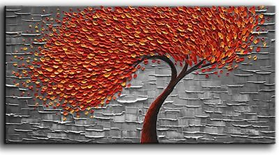 #ad Art Modern Abstract Painting Red Tree 3D Oil Painting Hand Painted On Canvas