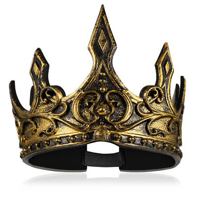 #ad Men#x27;s King Crown Royal Medieval Gem Tiara Crown Prom Party Costume Decorative US