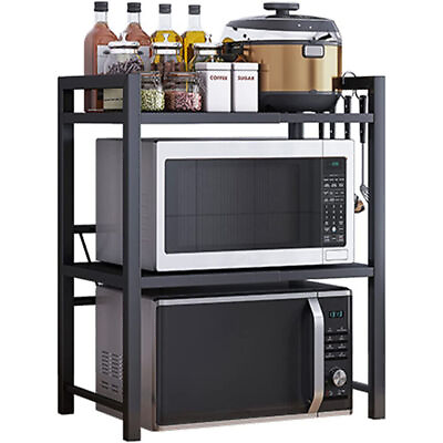 #ad 3 Tier Expandable Microwave oven Rack Stand Storage Holder Kitchen Corner Shelf
