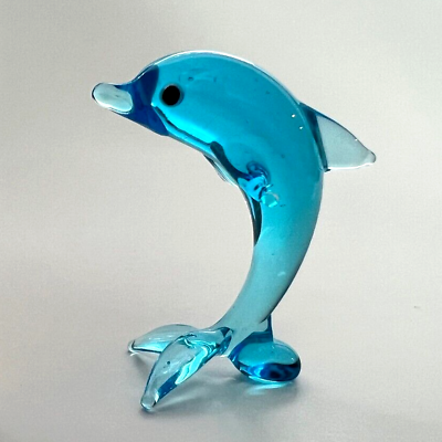 #ad Murano Glass Handcrafted Unique Lovely Dolphin Figurine Glass Art