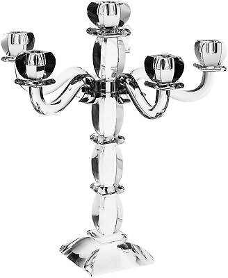 #ad D Candelabra Crystal Silver 6 Branches Clear Judaica Holiday Centrepiece