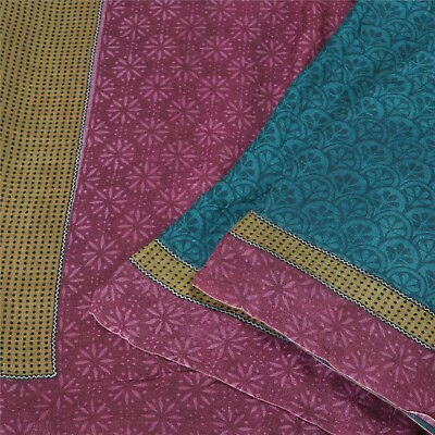 #ad Sanskriti Vintage Purple Teal Sarees Pure Woolen Printed amp; Woven Sari Fabric
