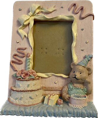 #ad Picture frame baby girl birthday pink vintage free standing photo holder cute