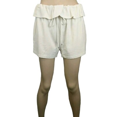 #ad Anthropologie Moon River Shorts Womens Size L NWT Ivory High Waist Linen Blend $24.94