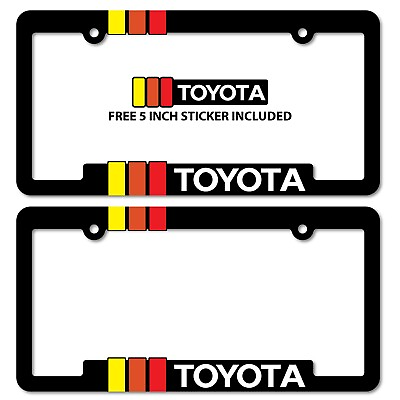 #ad 2 Toyota Heritage Striped License Plate Frame Fits Tacoma Tundra 4Runner FJ Crus