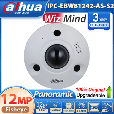 #ad ✅Dahua IPC EBW81242 AS S2 12MP AI 4K Panoramic Fisheye IP Camera PoE Mic Speaker