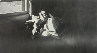 #ad Man Sleeping On Sofa In Shadow With Sun On Face Bamp;W Photograph 2.75 x 4.5