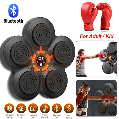 #ad Smart Music Boxing Machine Bluetooth Wall Target Training Exercise with Gloves $50.99