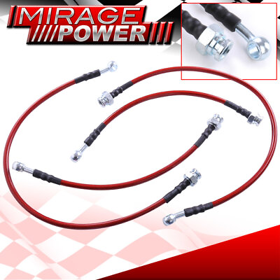 #ad Red Stainless Steel Braid Hose Oil Brake Lines For 89 94 Nissan 240SX S13 Silvia