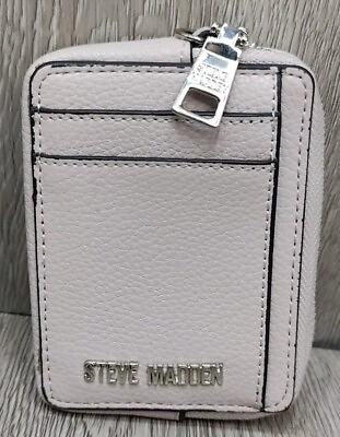 #ad Steve Madden Wallet Women#x27;s Zip Around Card Case Wristlet Clutch Light pink
