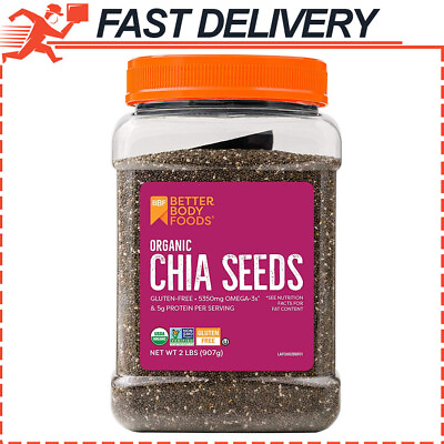 #ad with Omega 3 Non GMO BetterBody Foods Organic Chia Seeds 2 Pound 2 lbs No Gluten