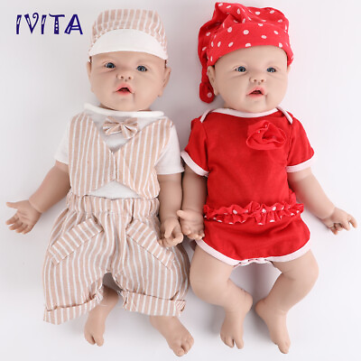 #ad IVITA 17quot;Boy and Girl Baby Full Body Silicone Doll Lifelike Reborn Baby Toy