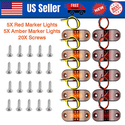 #ad 5 20PCS Marker Lights LED Truck Trailer Oval 2.5quot; Side Marker Clearance Lights
