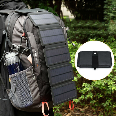 #ad Portable Solar Mobile Phone Charger Panel Power Bank Waterproof Outdoor Camping